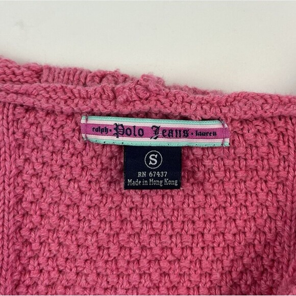 Ralph Lauren Polo Jeans Y2K Cable Knit Hooded Sweater S Fitted Fisherman cabin - Picture 3 of 11